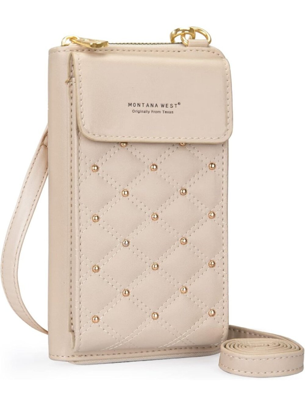Montana West Women's Tan Faux Leather Cell Phone Adjustable strap Crossbody Bags